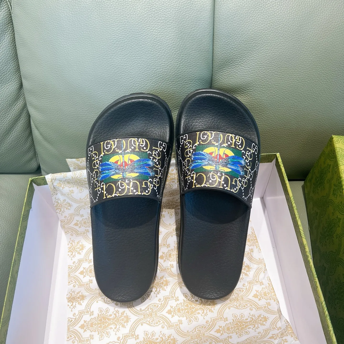 Men's Men's Shoes 130🐮🐮Gucci Gucci Slippers Gucci 2024 latest beach sandals slippers Original molding double G LOGO Original molding consistent Outsole: Men's Men's Shoes u double-layer outsole Size: 35-46